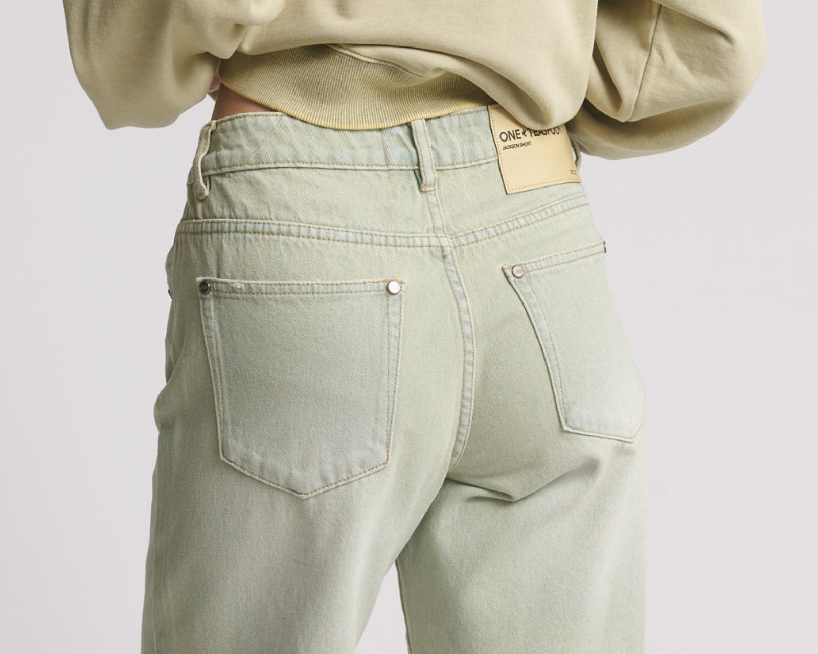Jacksons Mid Waist Wide Leg Denim Shorts - Sundae