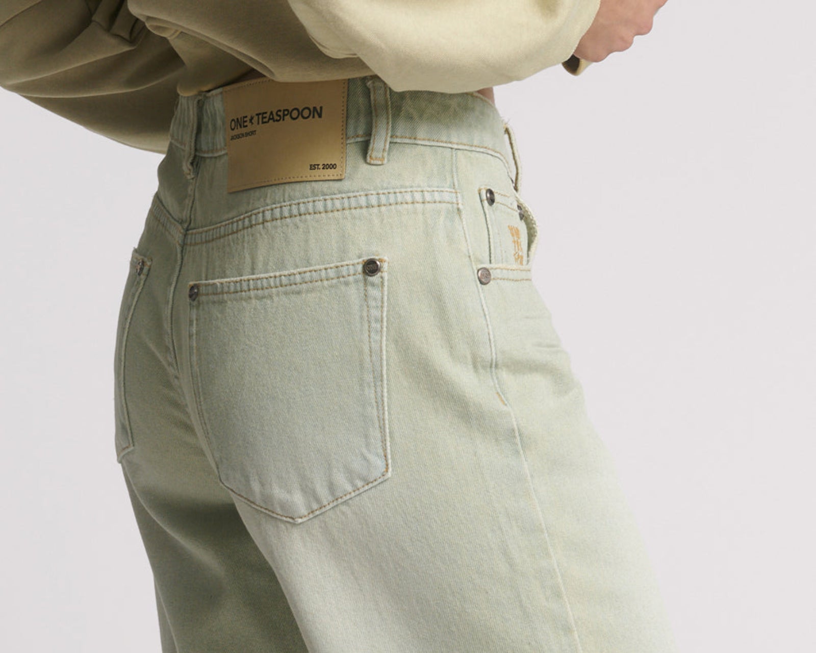 Jacksons Mid Waist Wide Leg Denim Shorts - Sundae