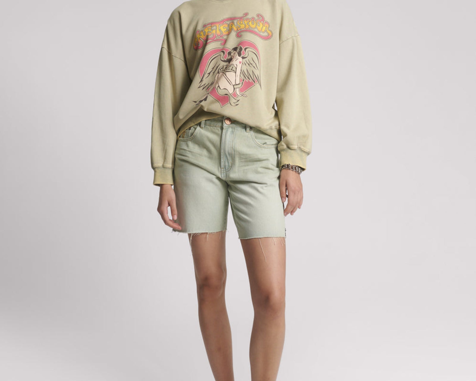 Jacksons Mid Waist Wide Leg Denim Shorts - Sundae
