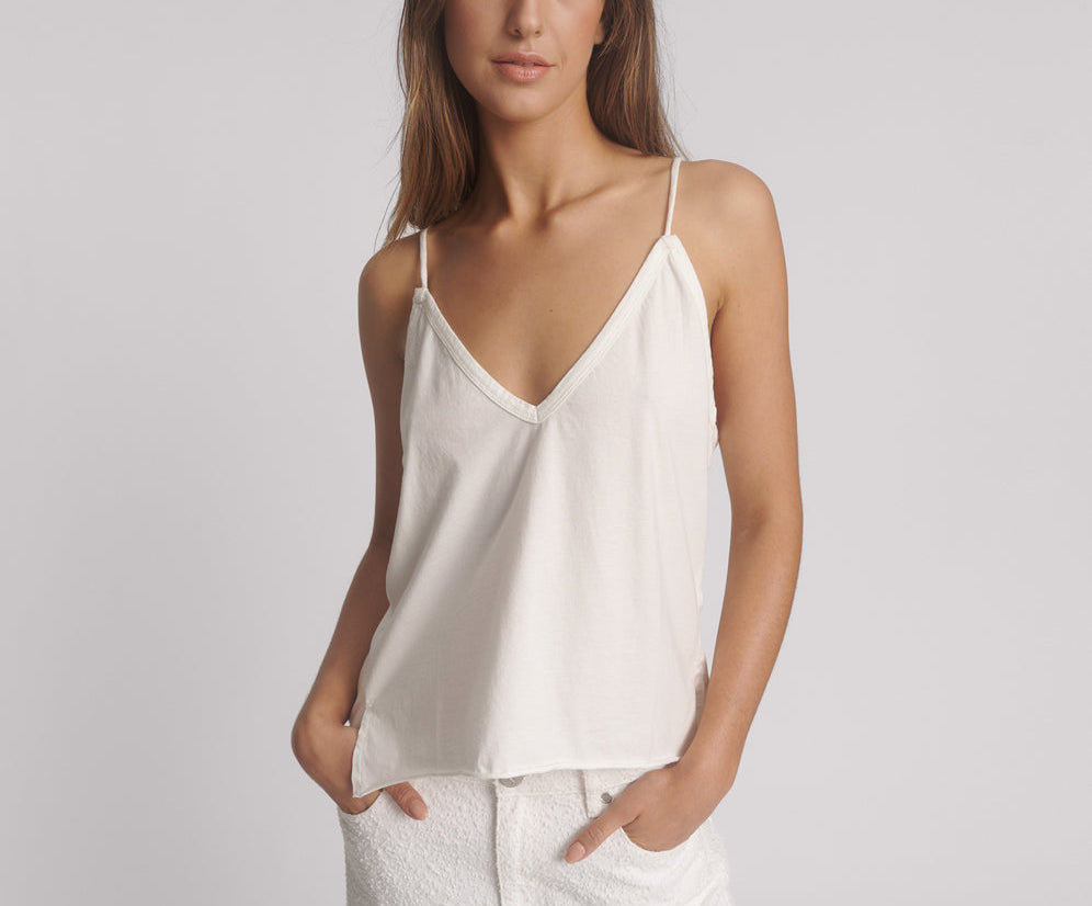 Deep V Front Singlet - White