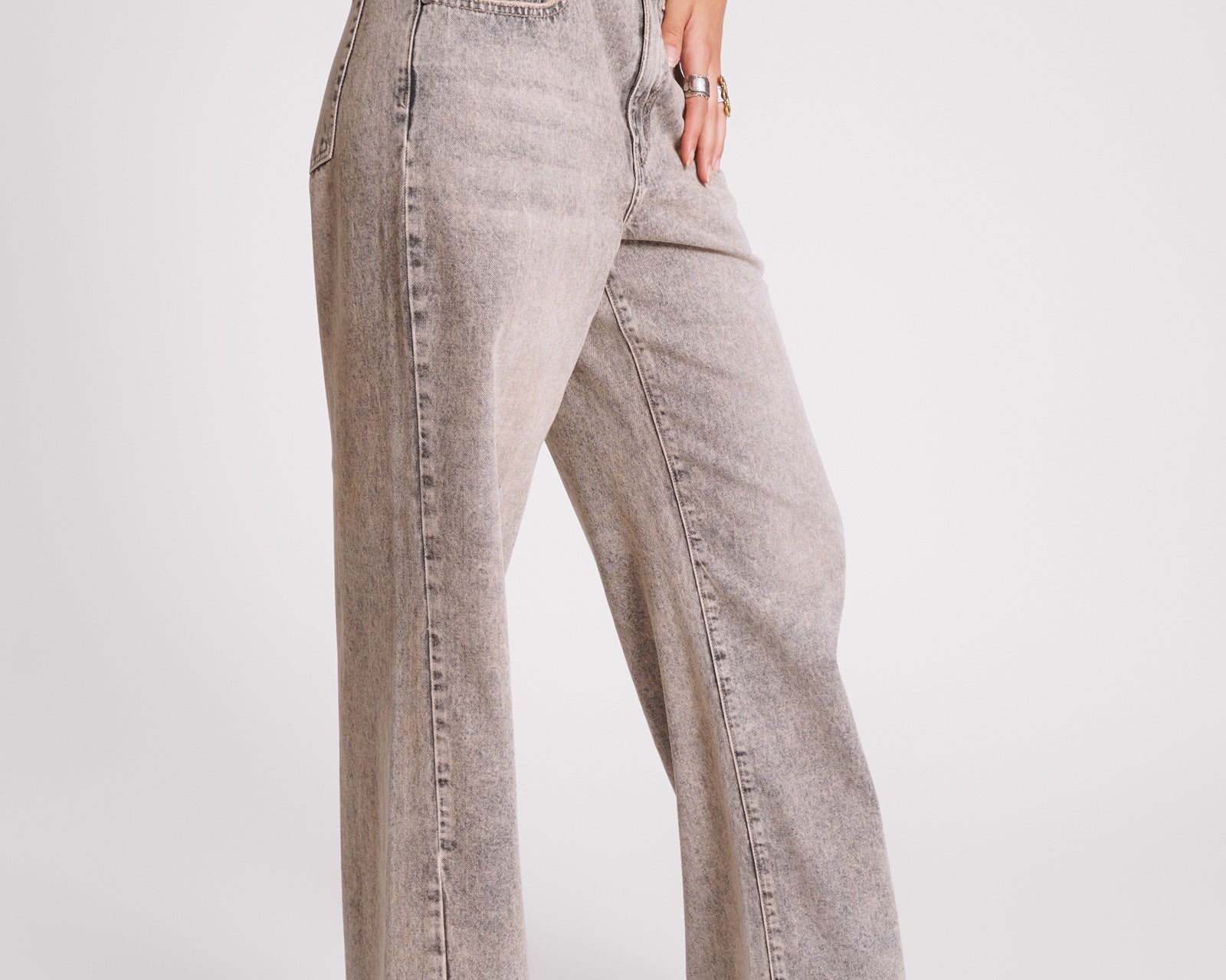 Jackson Mid Waist Wide Leg Denim Jeans - Dusty Smoke