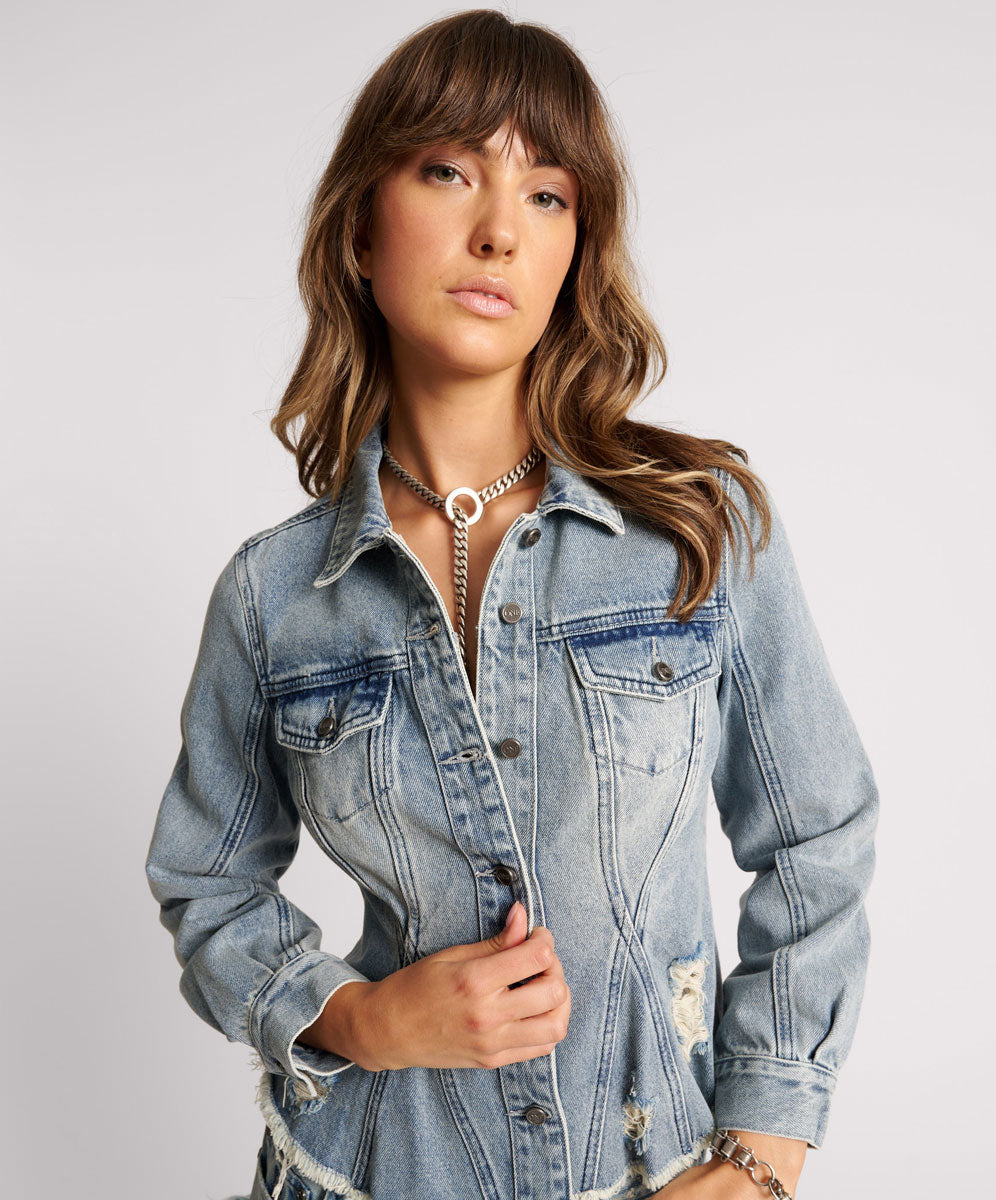 Last Stock SALTY DOG PEPLUM DENIM SHACKET