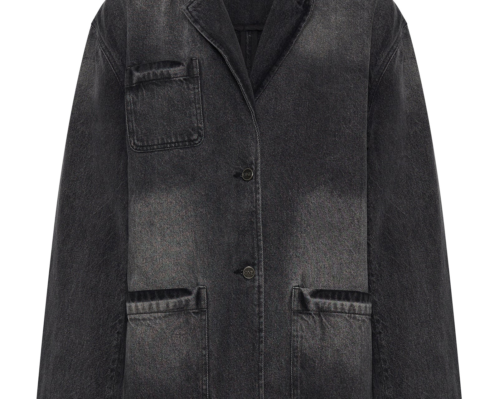 Denim Boyfriend Blazer - Worn Black