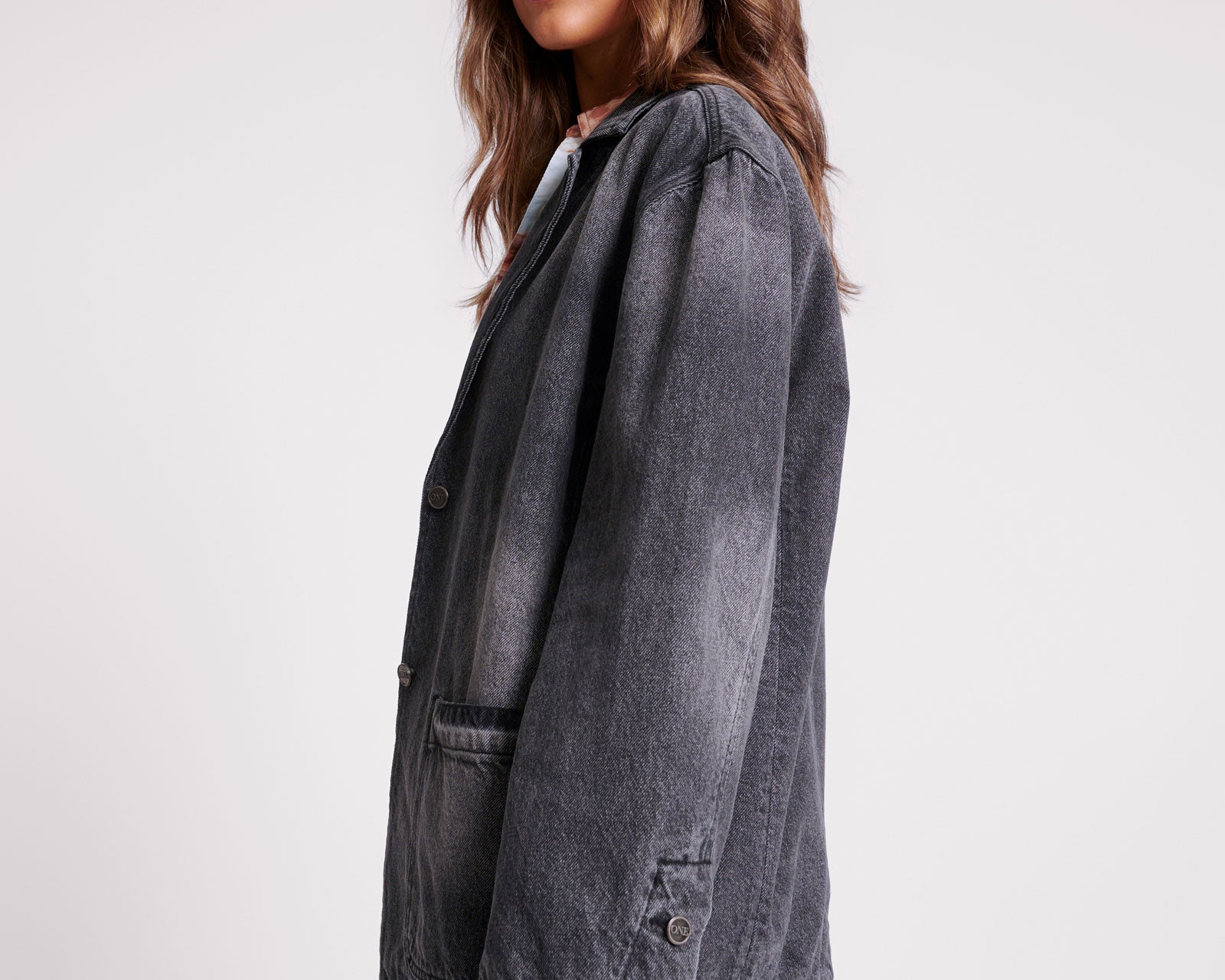 Denim Boyfriend Blazer - Worn Black