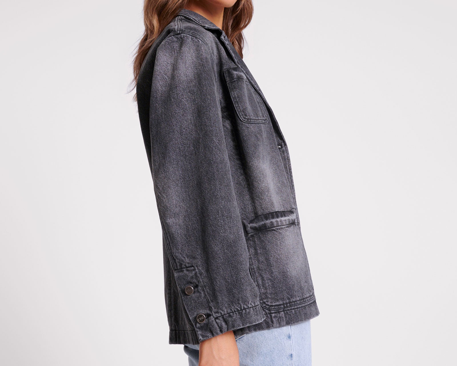 Denim Boyfriend Blazer - Worn Black