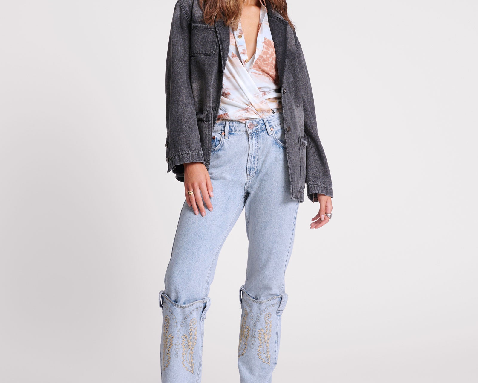Denim Boyfriend Blazer - Worn Black
