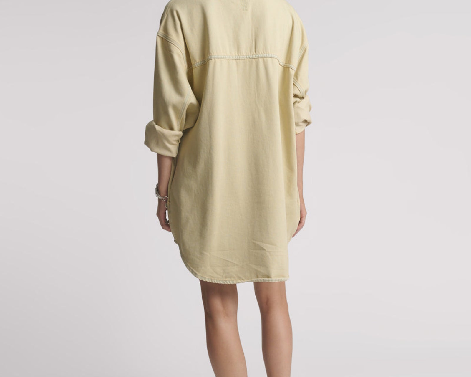 Daria Mini Denim Shirt Dress - Sunkissed Cream