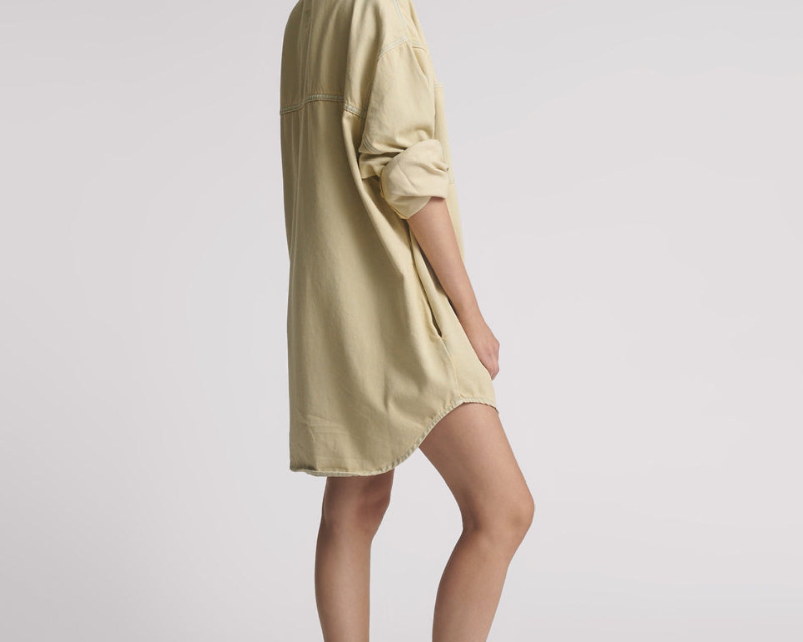 Daria Mini Denim Shirt Dress - Sunkissed Cream