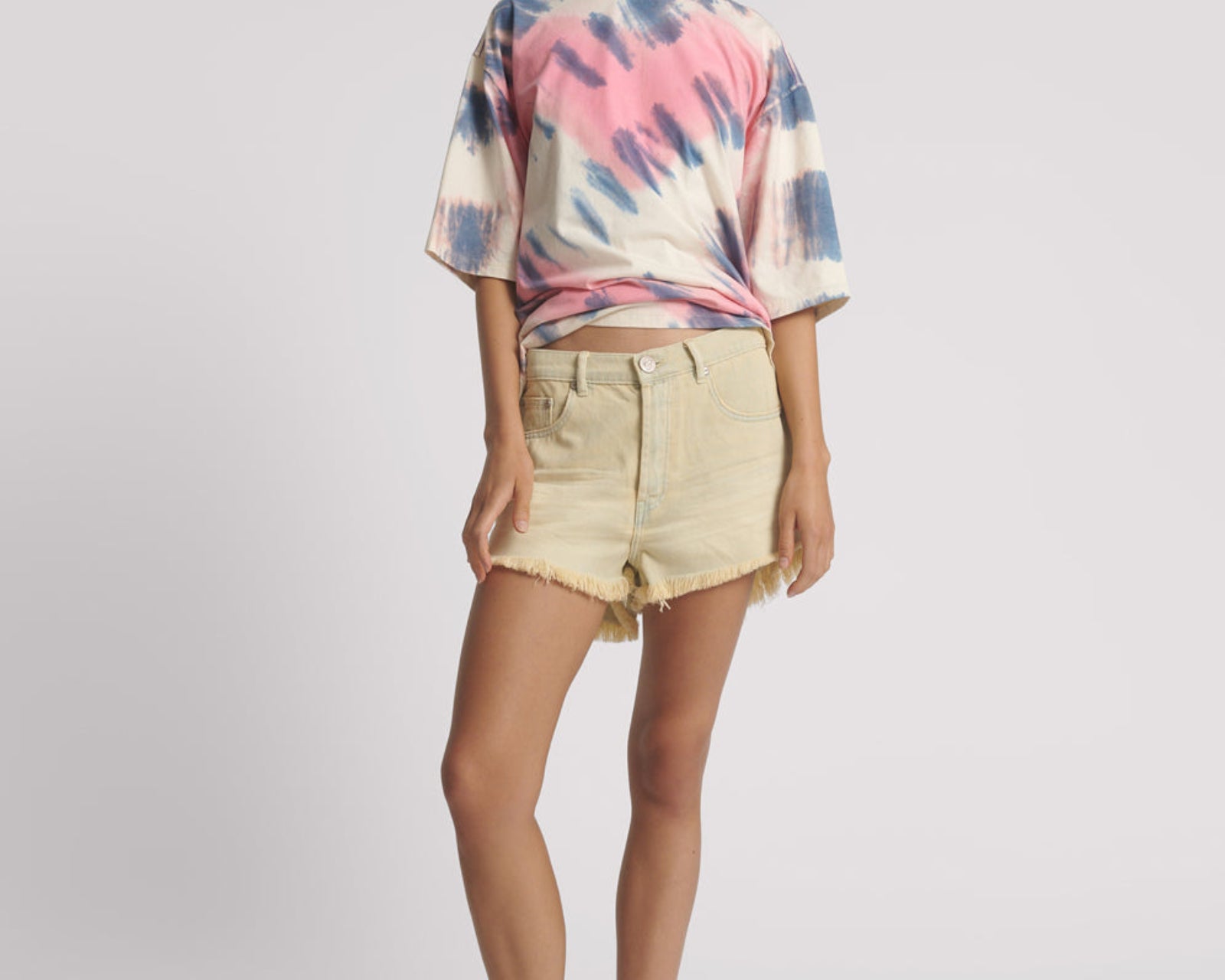 Outlaws Low Waist Mid Length Denim Shorts - Sunkissed Cream