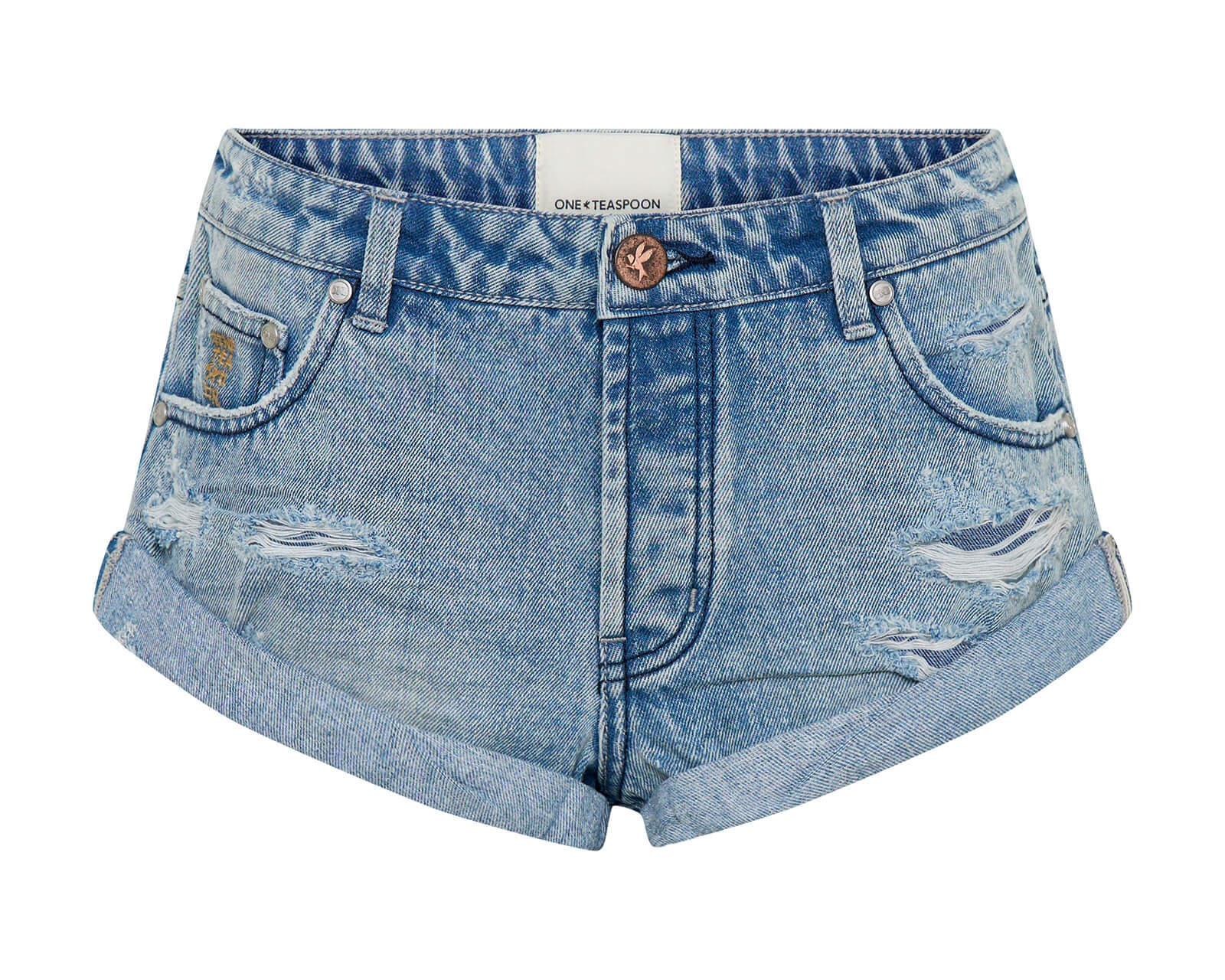 Bandits Low Waist Messed Up Denim Shorts Salty Dog Blue One