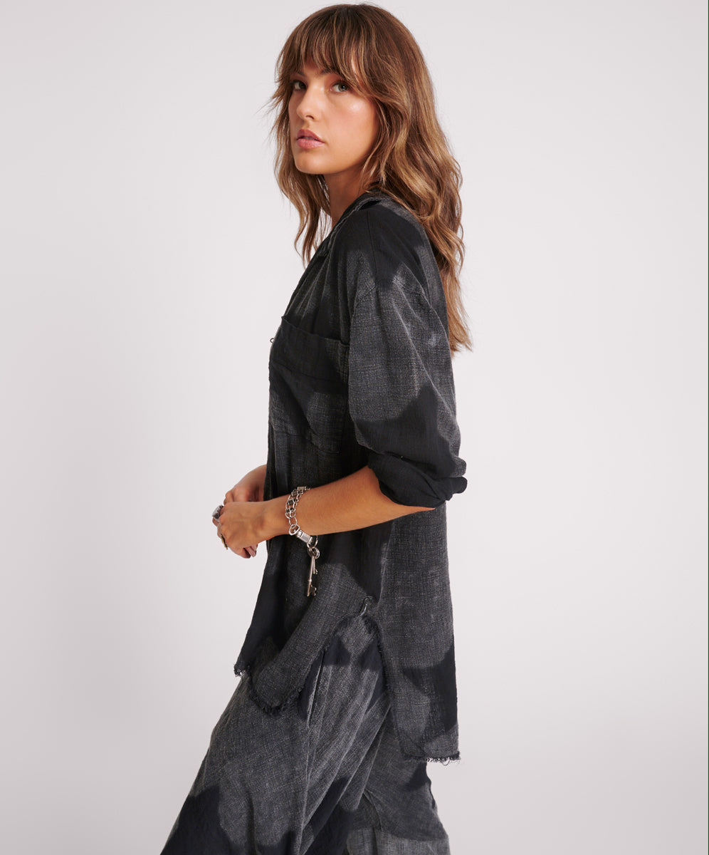 Products Black Star Muslin Longline Shirt - Charcoal