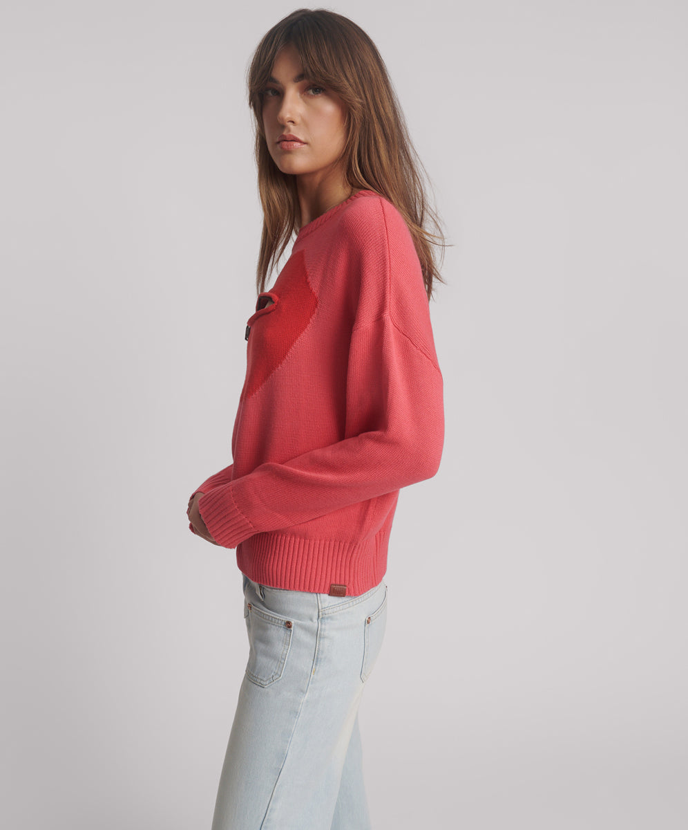 Lips Of Love Zip Front Valentines Sweater - Pink | One Teaspoon