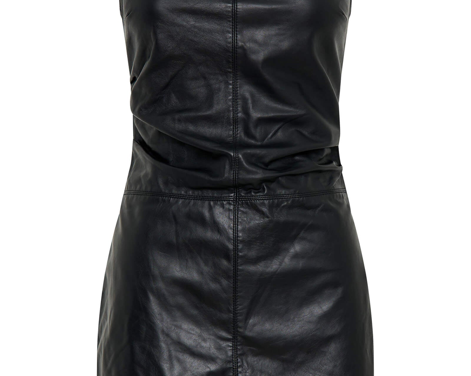 Leather Strapless Mini Tube Dress - Black