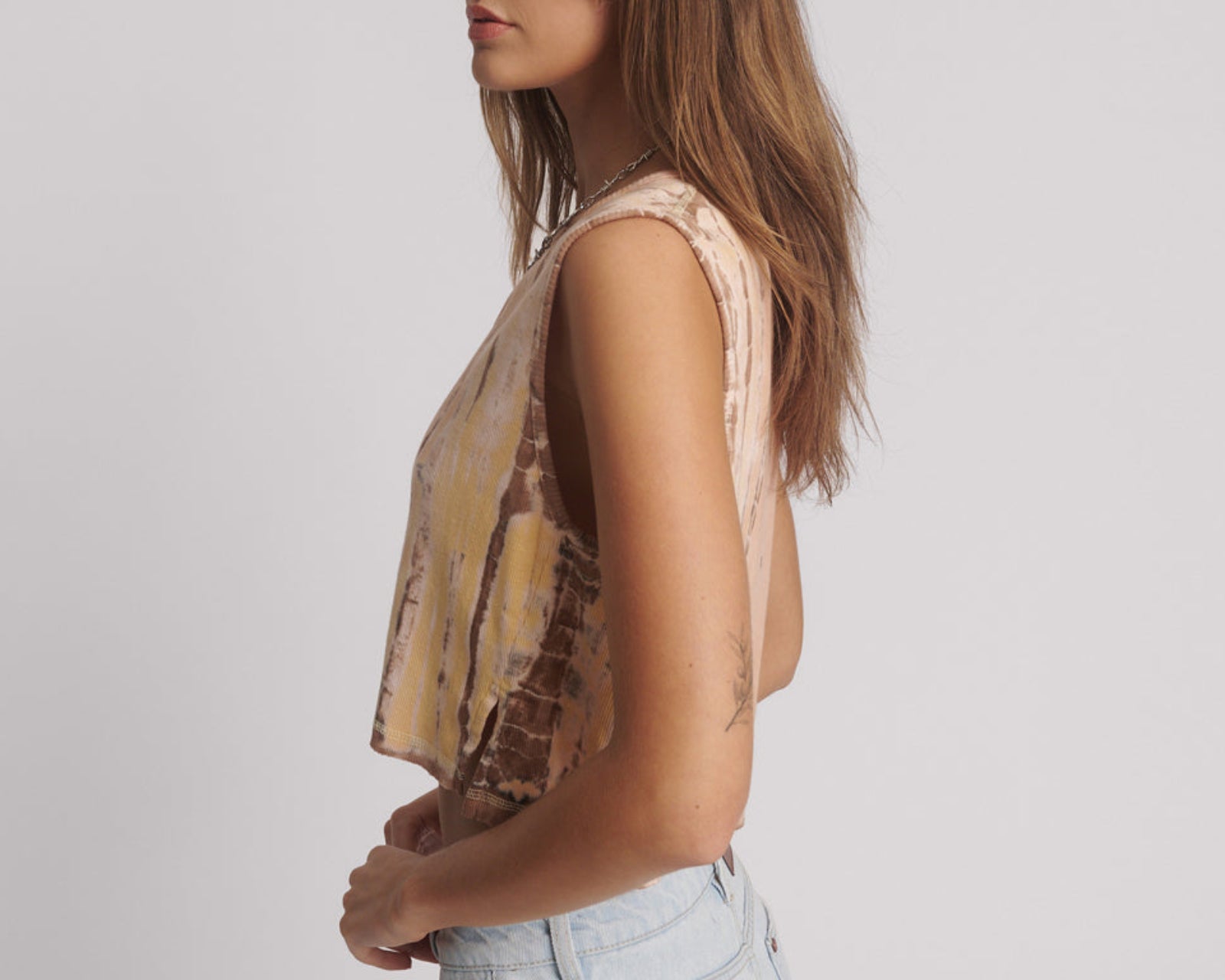 Gloria Tropical V-Front Rib Tank Top - Yellow