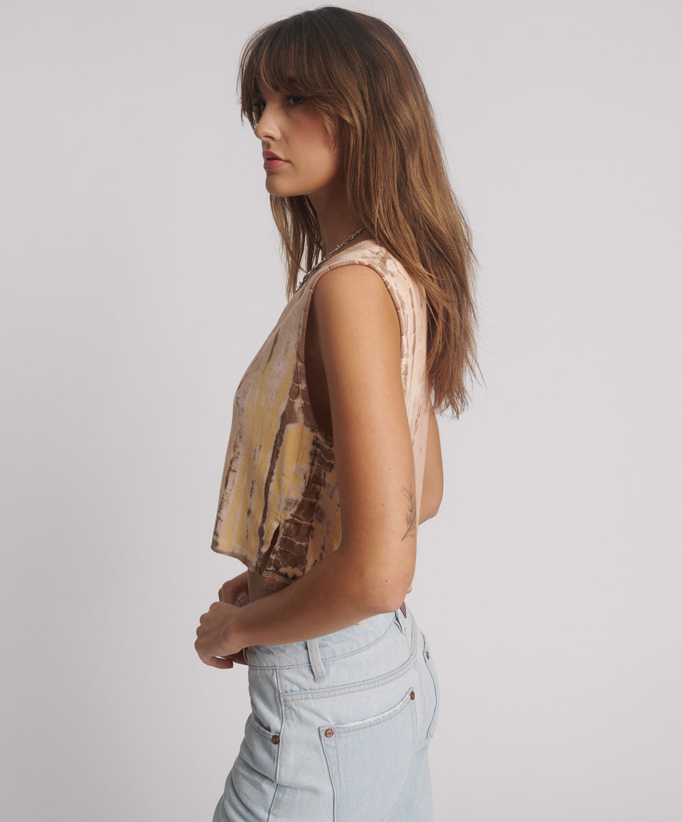 Products Gloria Tropical V-Front Rib Tank Top - Yellow