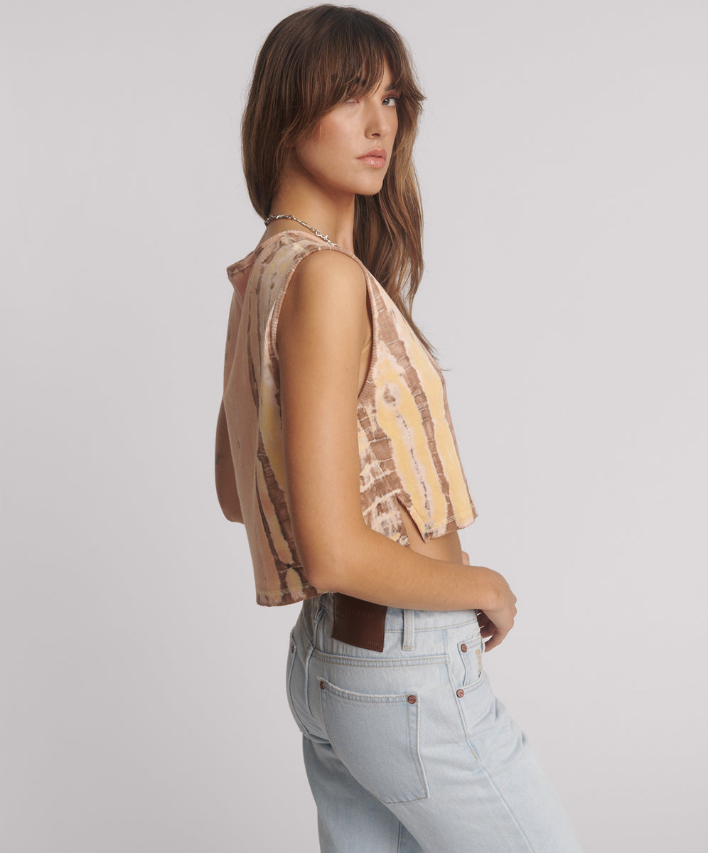 Products Gloria Tropical V-Front Rib Tank Top - Yellow