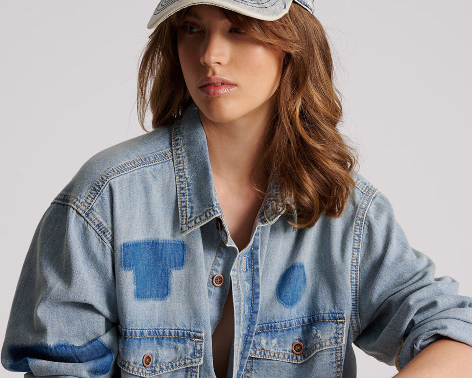 Distressed Denim Cap - Blue