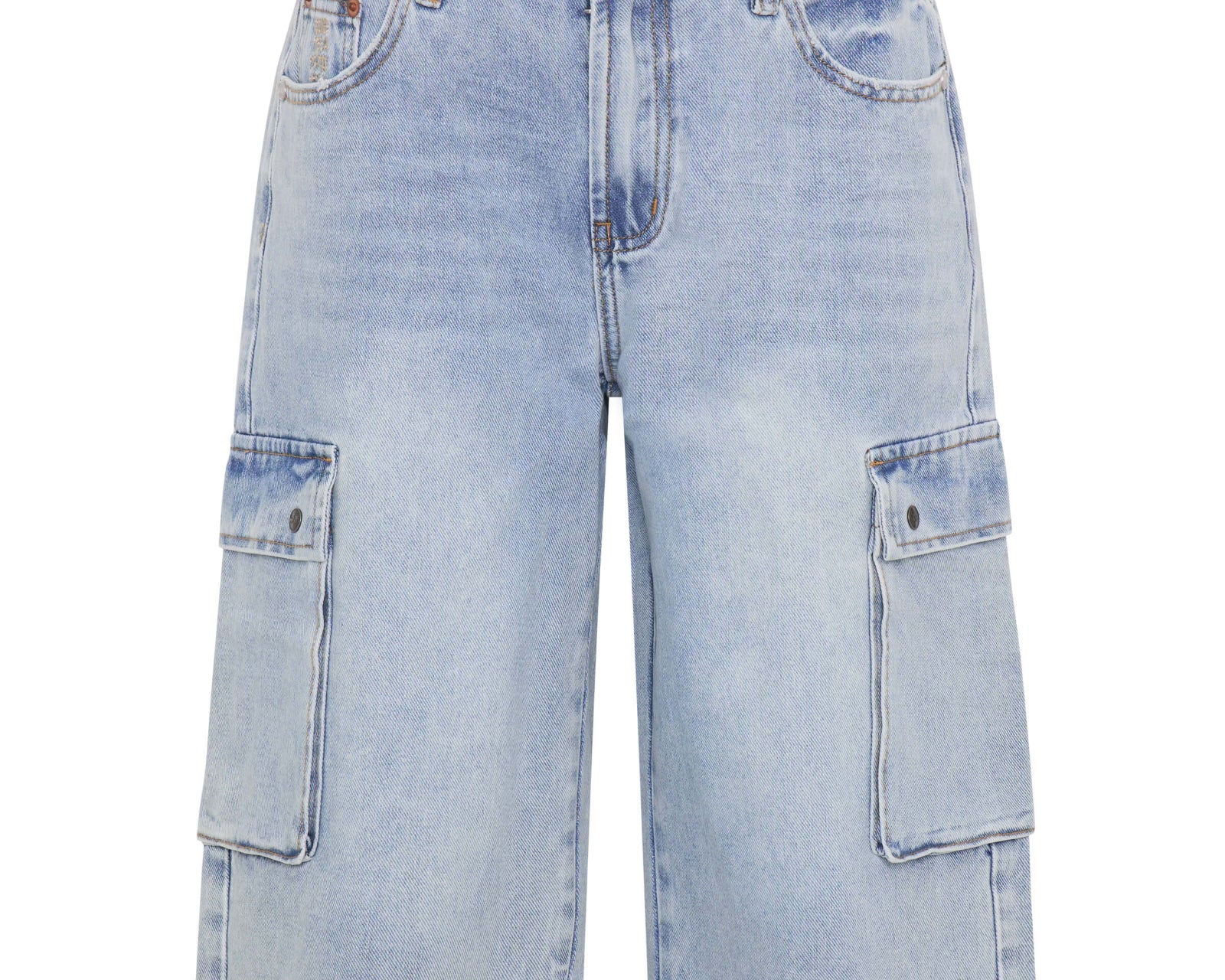 Skater Girl Low Waist Super Long Leg Denim Jorts - Soft Blue