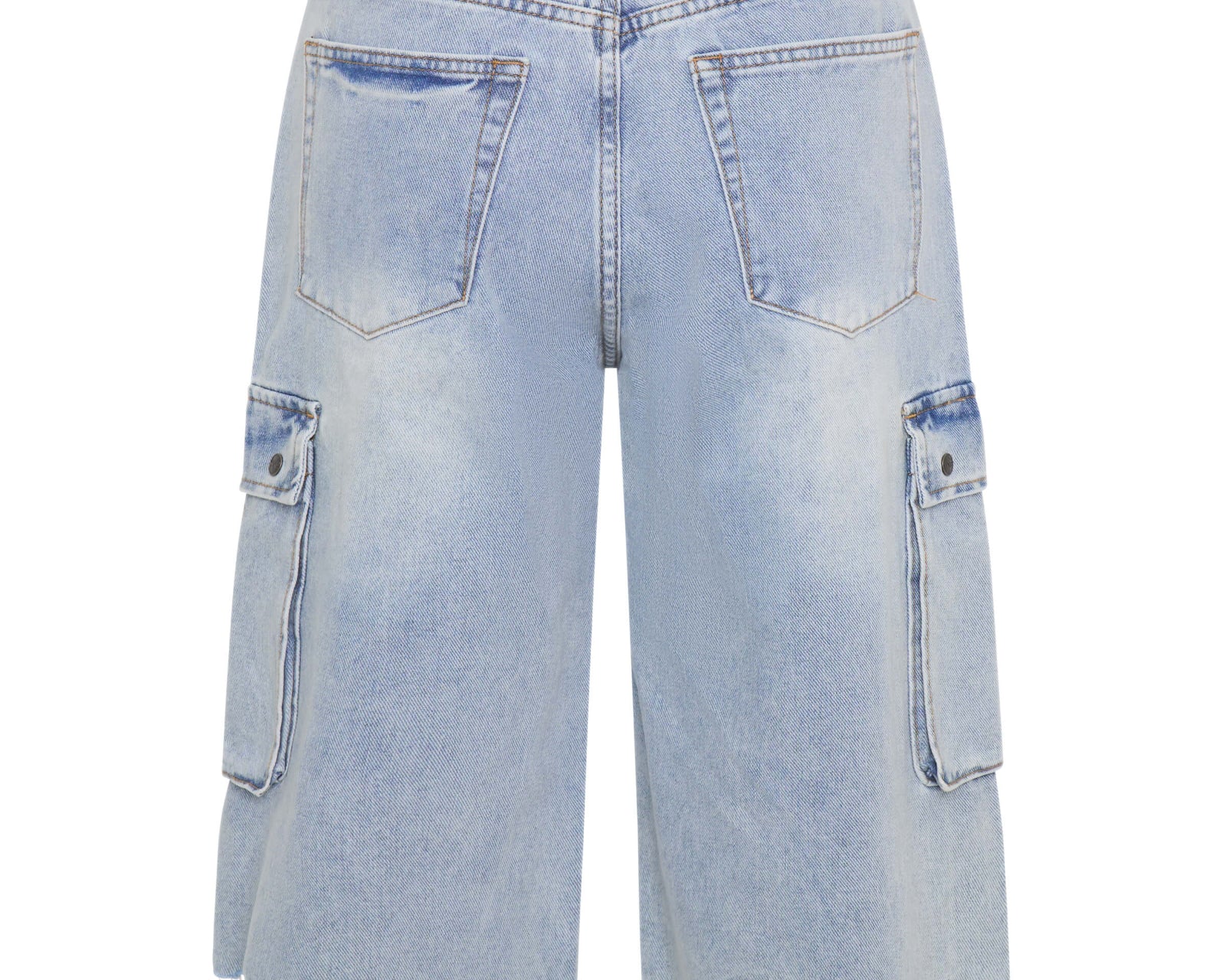 Skater Girl Low Waist Super Long Leg Denim Jorts - Soft Blue