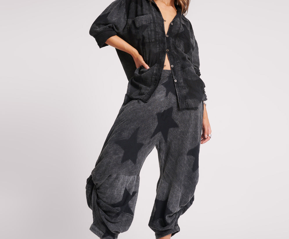 BLACK STAR MUSLIN GYPSY PANTS