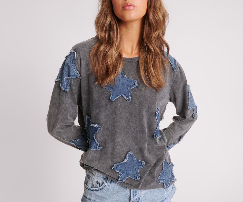 DENIM STAR BOYFRIEND LONGSLEEVE TEE