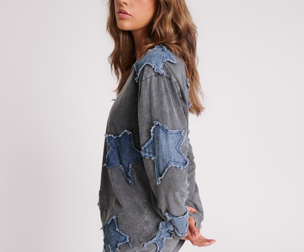 DENIM STAR BOYFRIEND LONGSLEEVE TEE