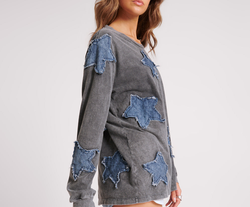 DENIM STAR BOYFRIEND LONGSLEEVE TEE