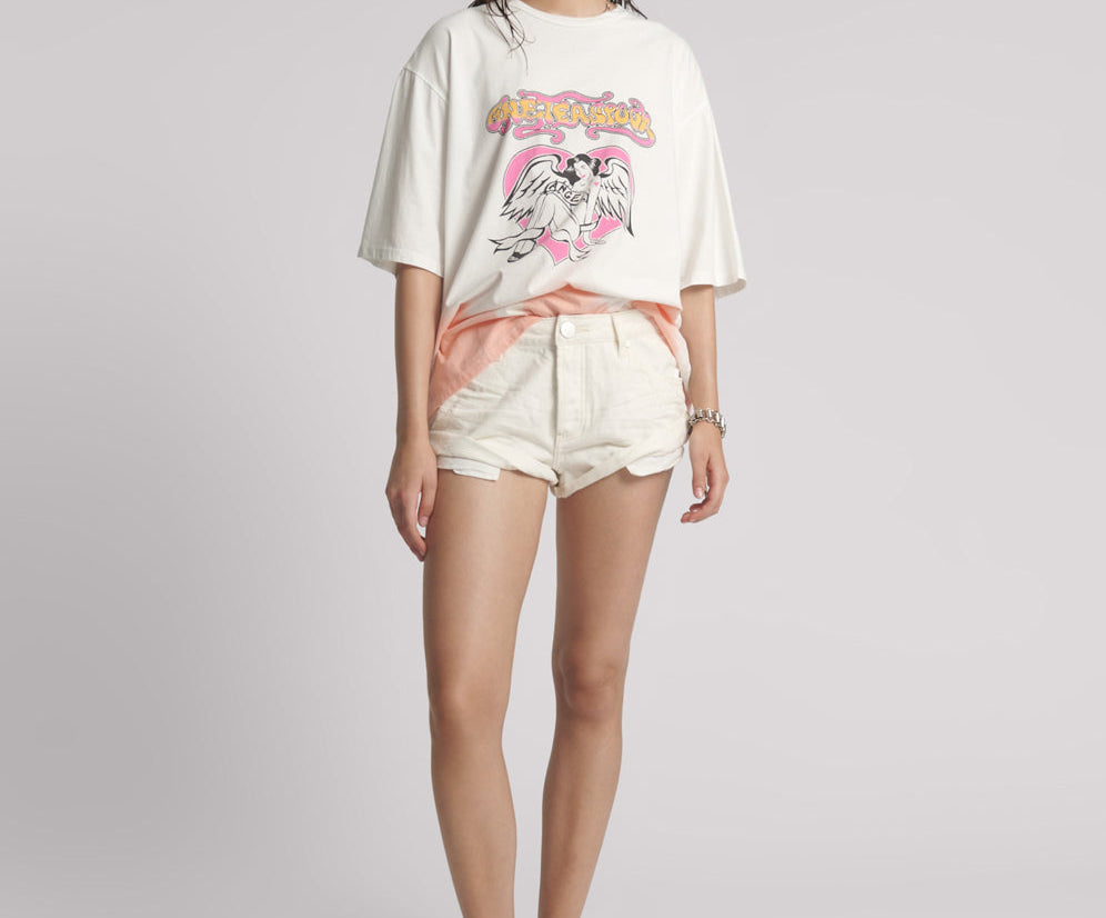 Bandits Low Waist Denim Shorts - Milk White