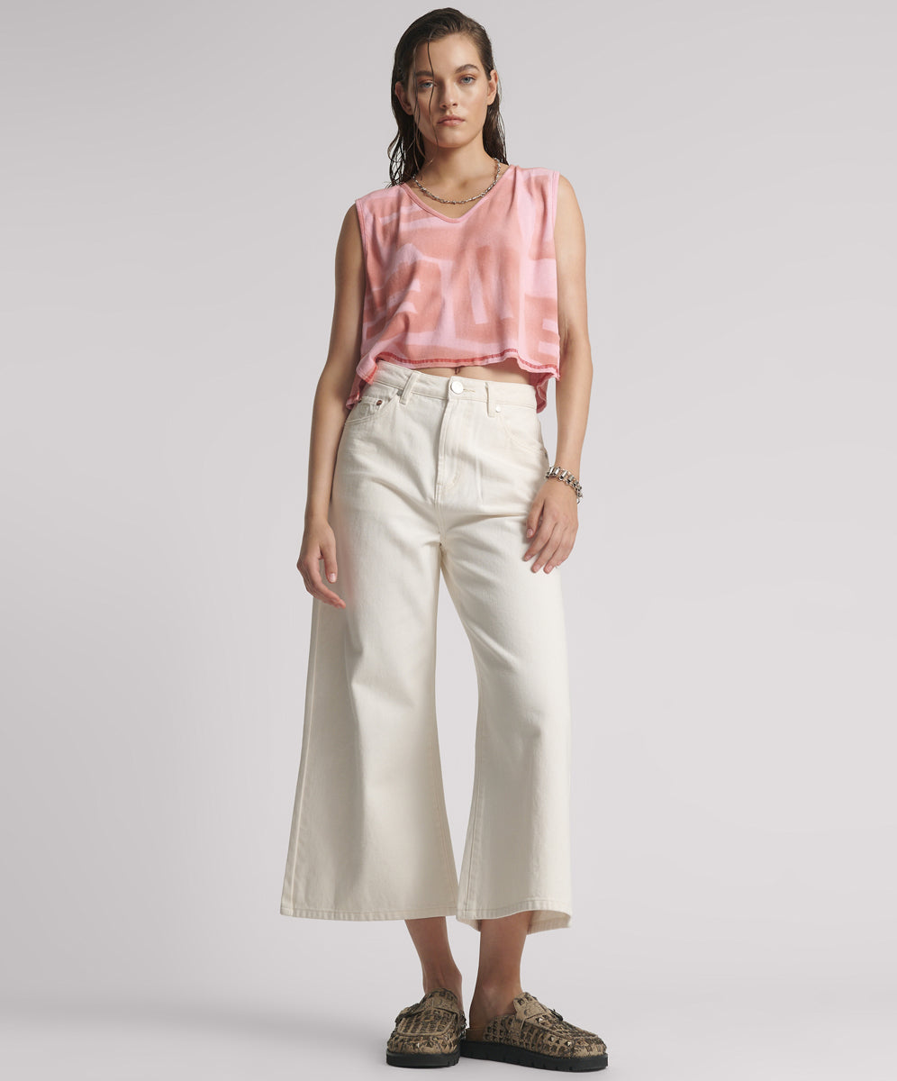 Products MILK CROPPED LOVE MACHINES HIGH WAIST WIDE LEG JEANS