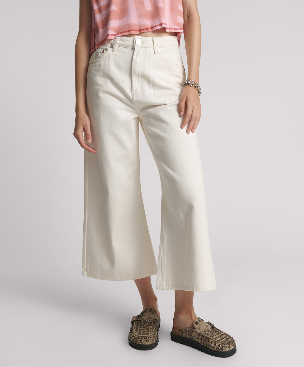 Products MILK CROPPED LOVE MACHINES HIGH WAIST WIDE LEG JEANS