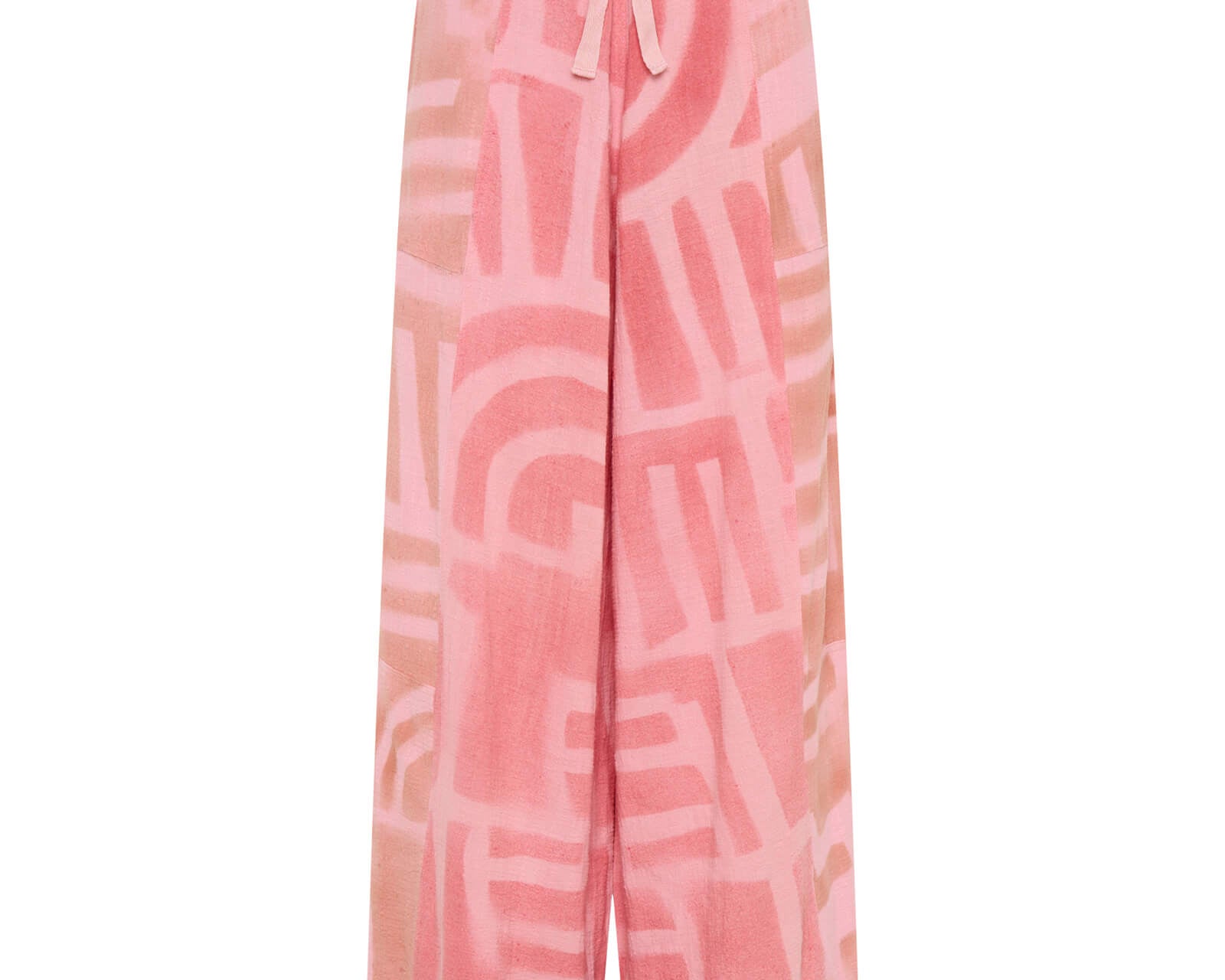 Moai Hand Painted Muslin Palazzo Pants | Pink Moai Hand Painted Muslin Palazzo Pants | Pink