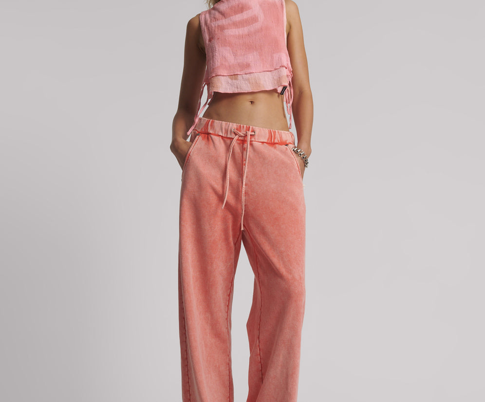 Wide Leg Sweatpants - Hyper Coral Pink