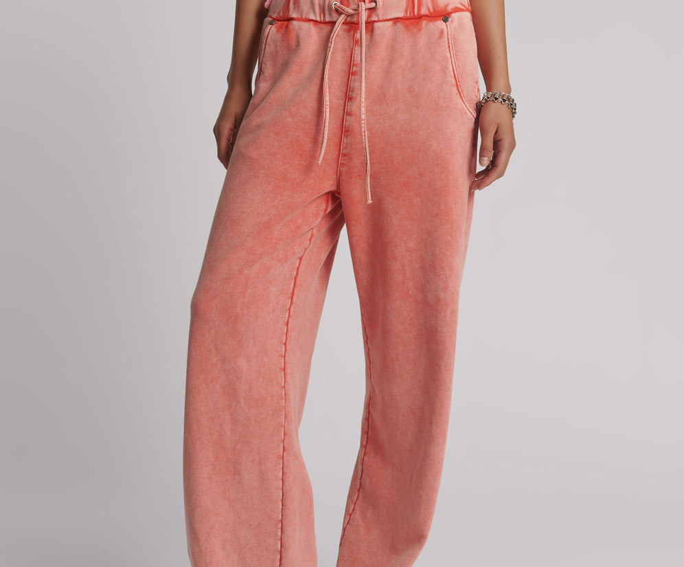 Wide Leg Sweatpants - Hyper Coral Pink