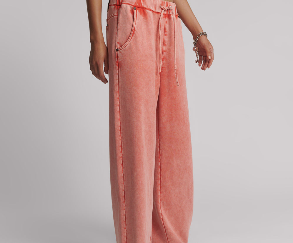 Wide Leg Sweatpants - Hyper Coral Pink
