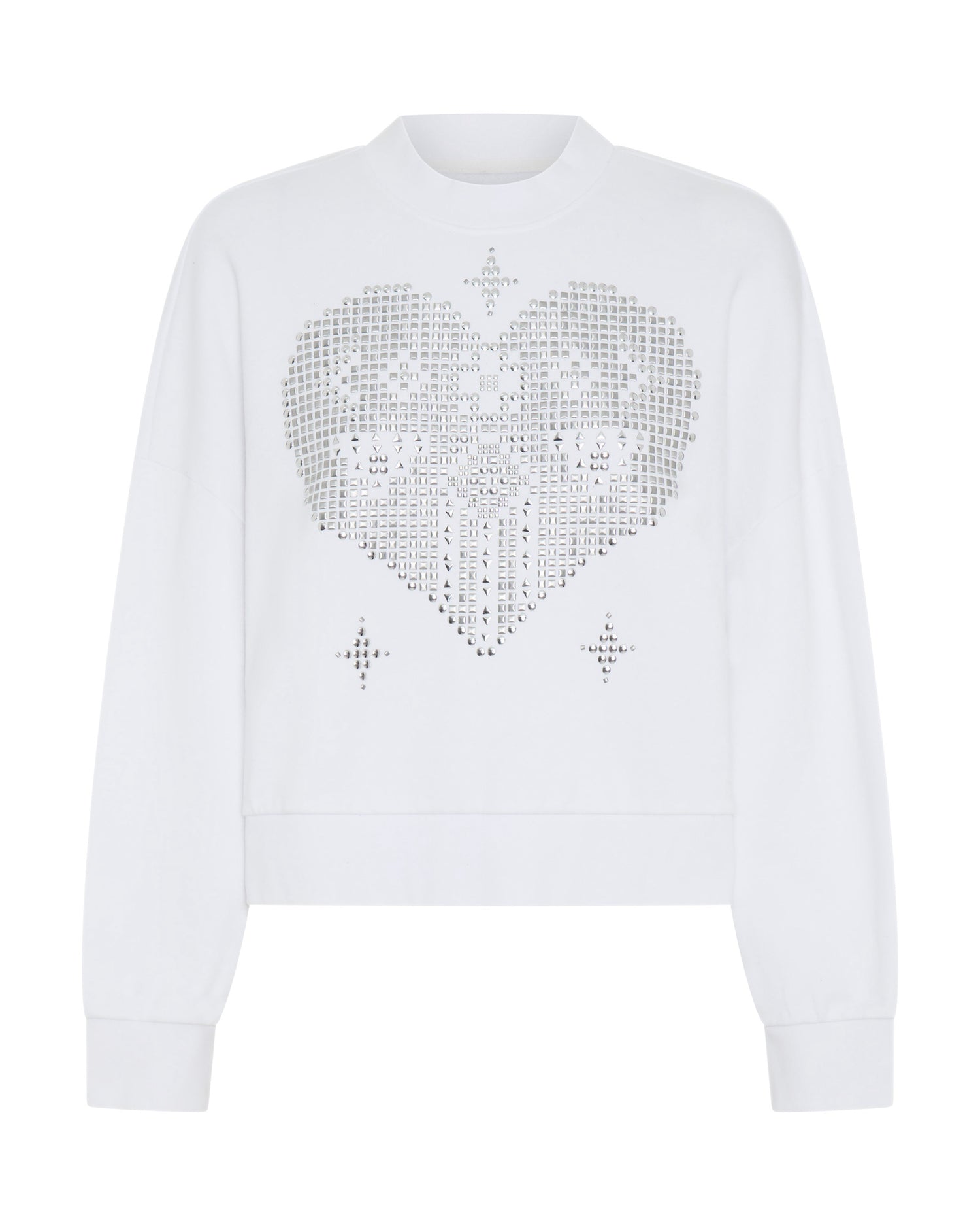 Artists on Holiday Studded Heart Cropped Sweater - White