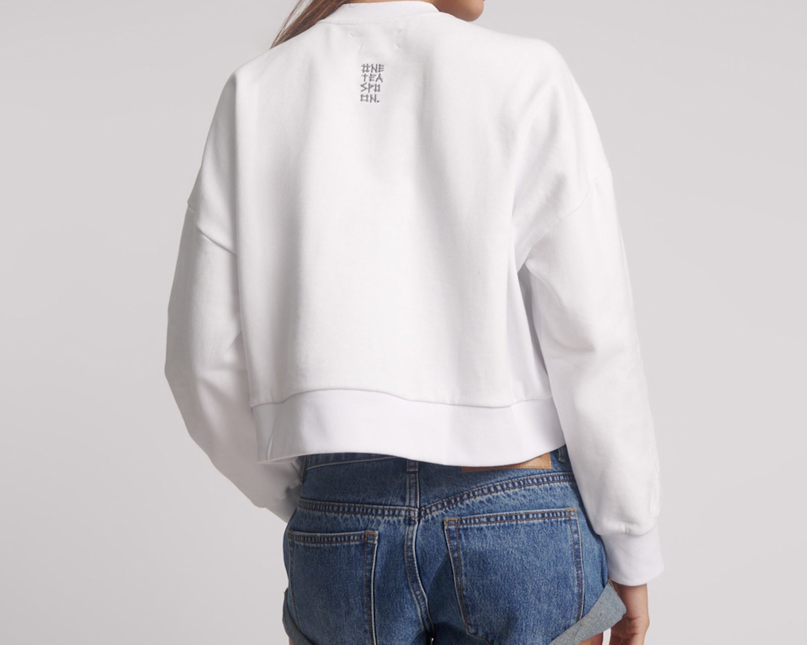 Studded Heart Cropped Sweater - White