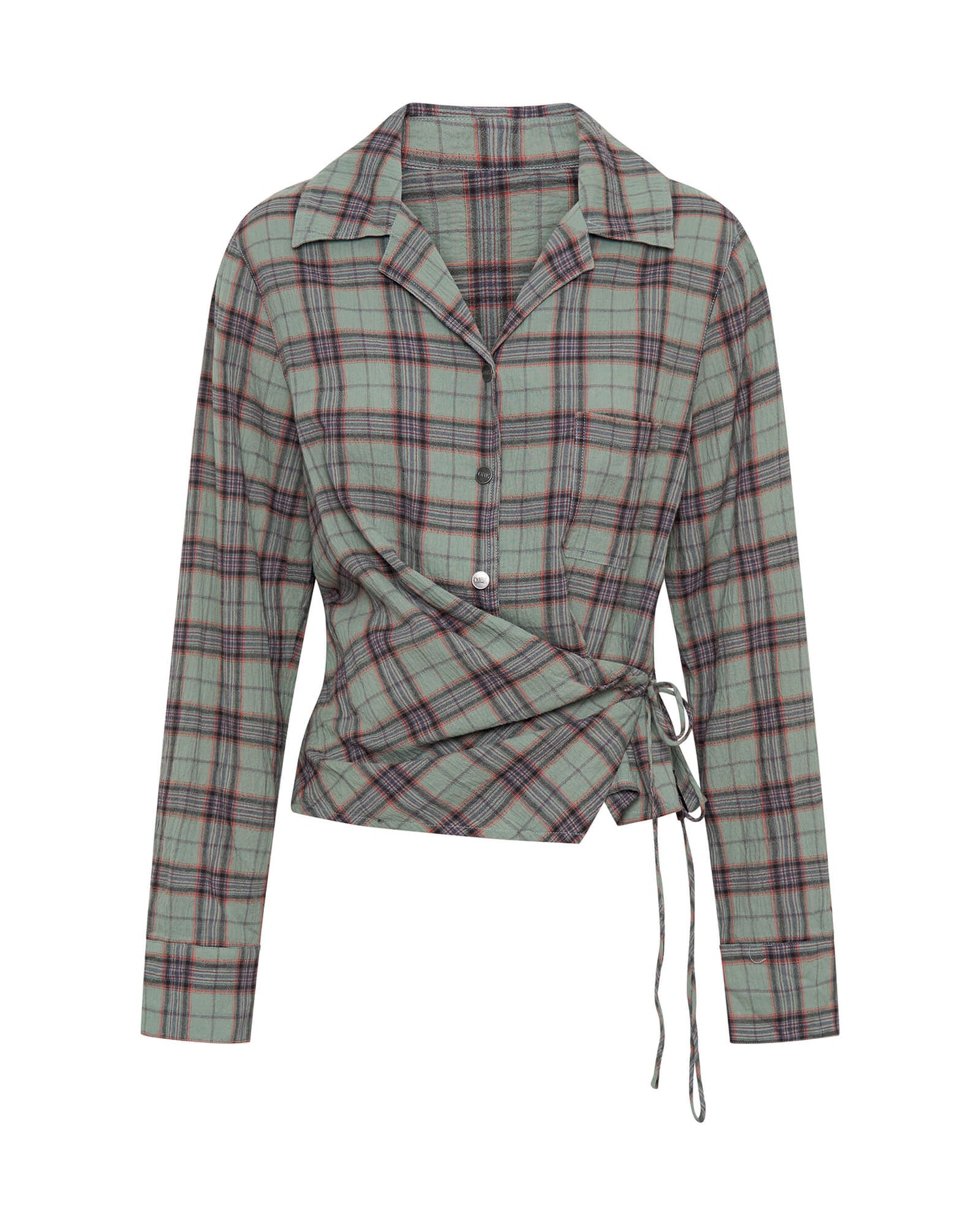 Products Get Checked Wrap Shirt - Sage