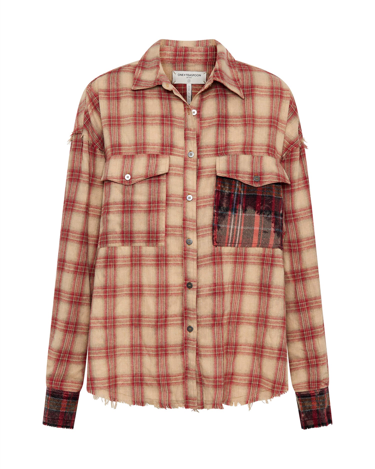 Outlet Joshua Oversized Flannel Western Shirt - Burnt Sand