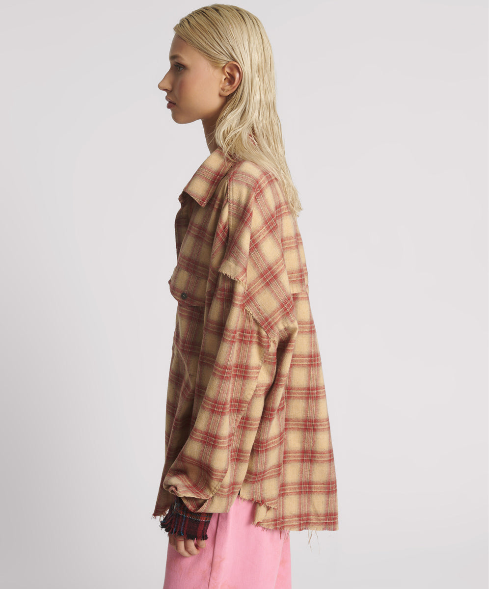 Outlet Joshua Oversized Flannel Western Shirt - Burnt Sand