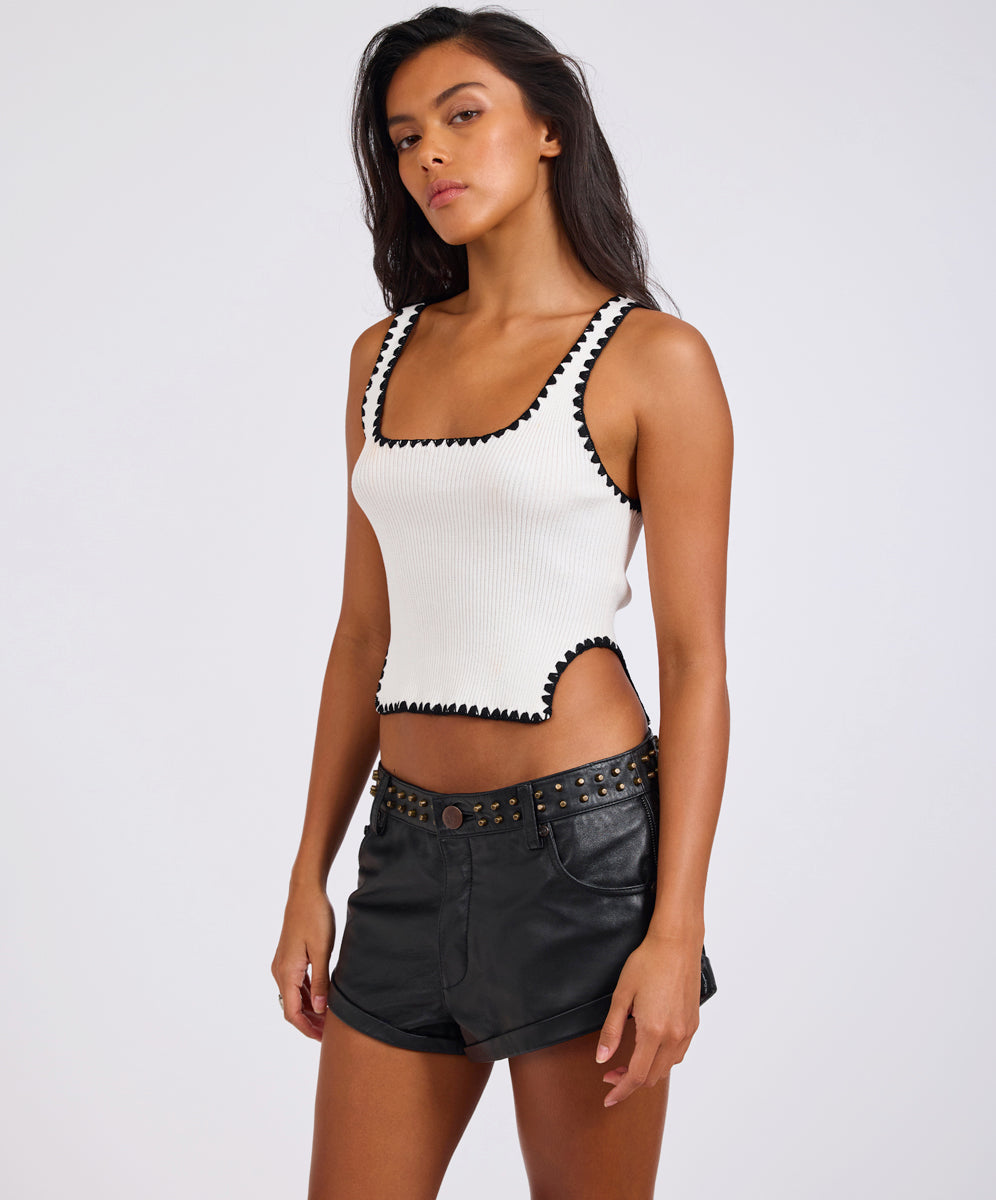 New Arrivals Knitted Scallop Tank Top - Cream