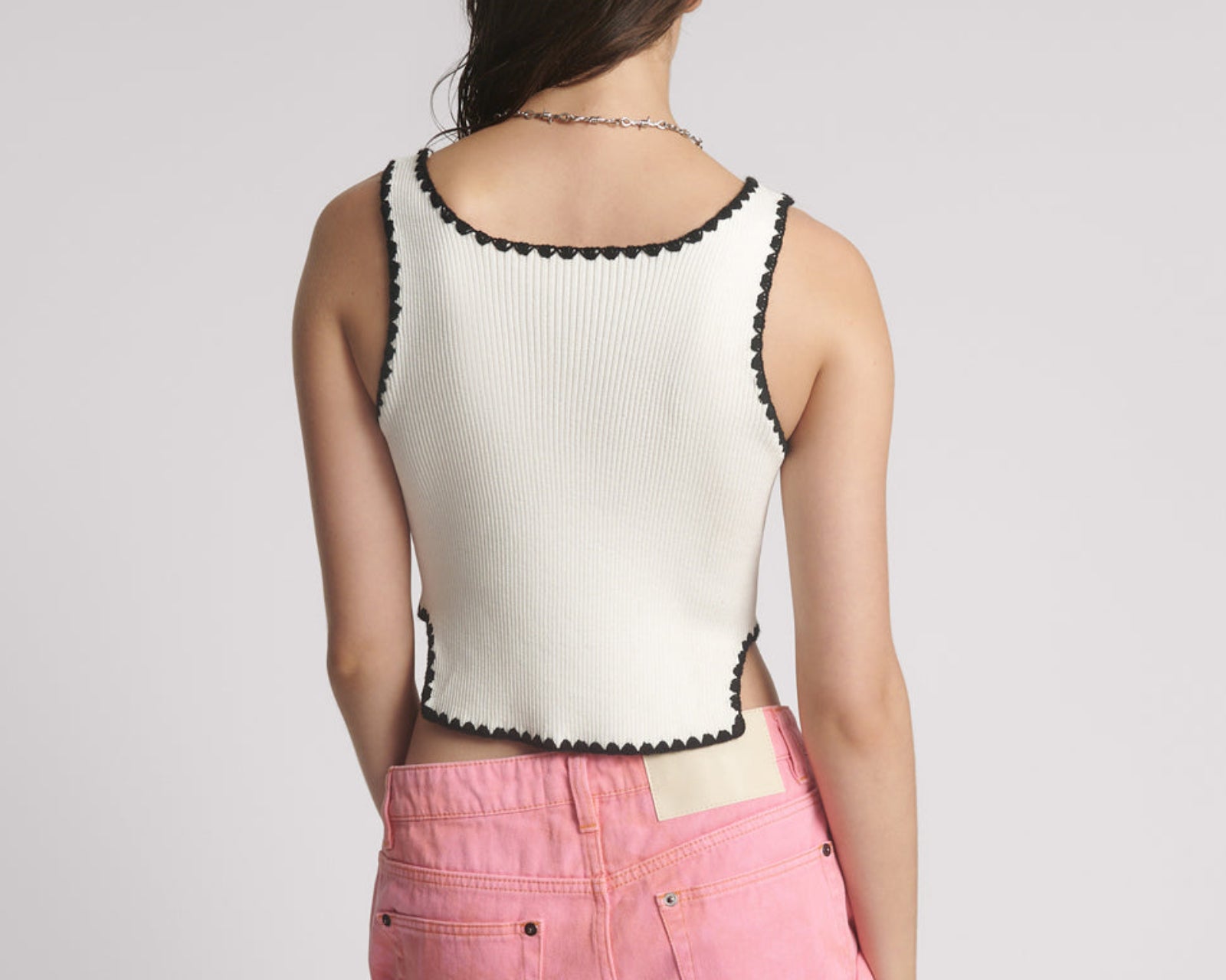 Knitted Scallop Tank Top - Cream