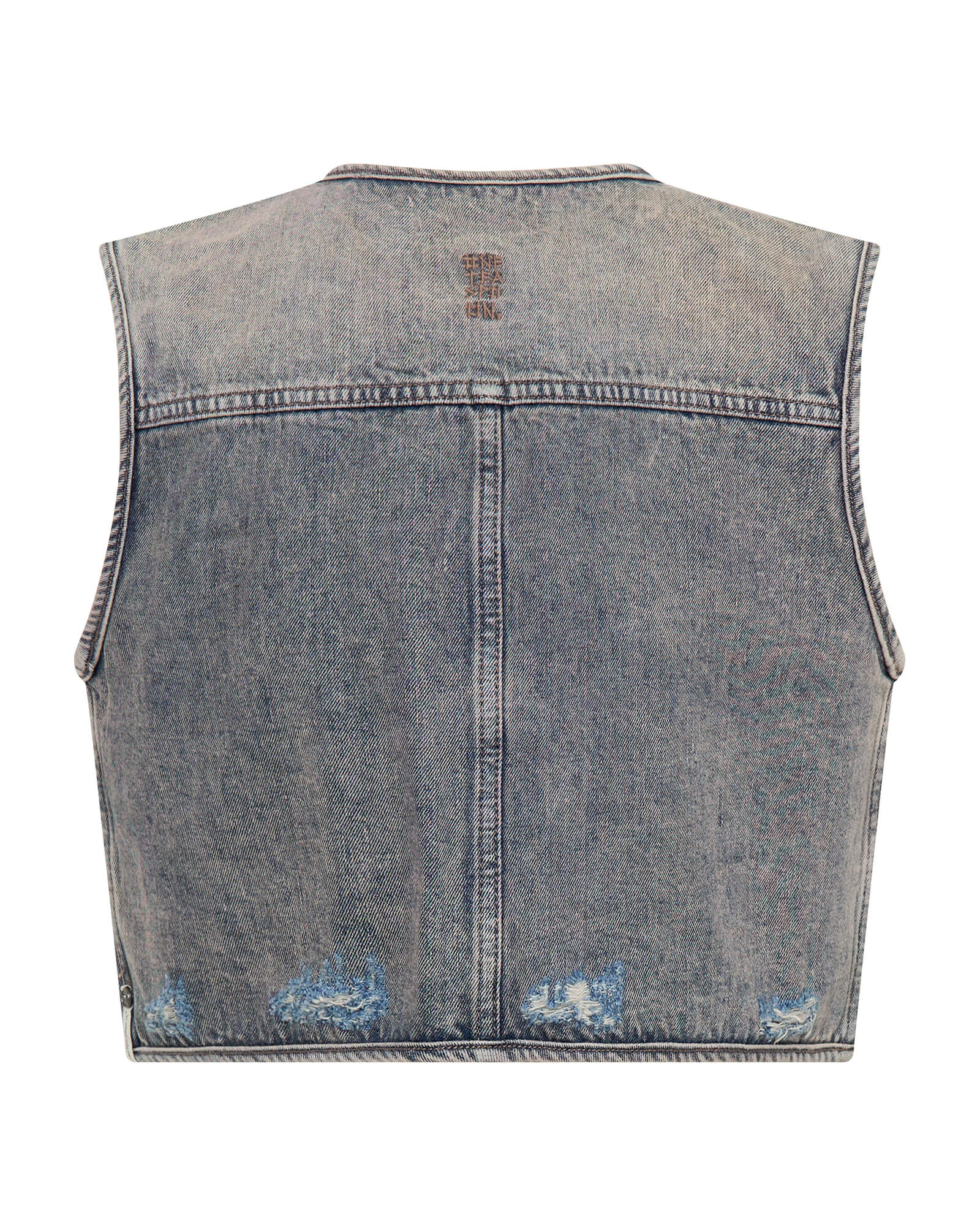 Cropped Denim Utility Vest - Island Blue | One Teaspoon