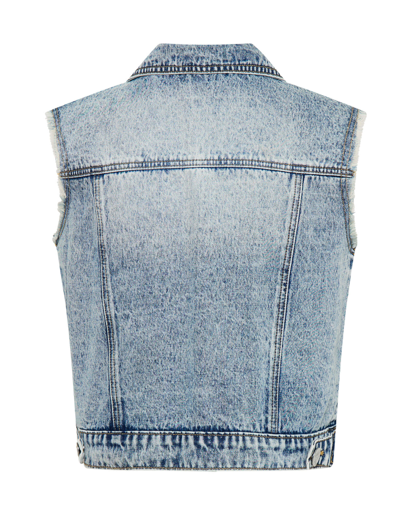 Cropped Denim Trucker Denim Vest - Acid Blue | One Teaspoon