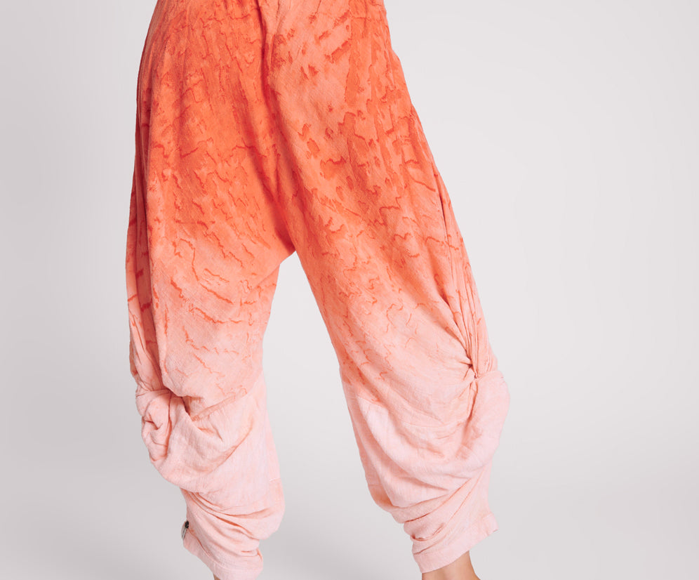 Hand Painted Sunset Muslin Gypsy Pants - Coral