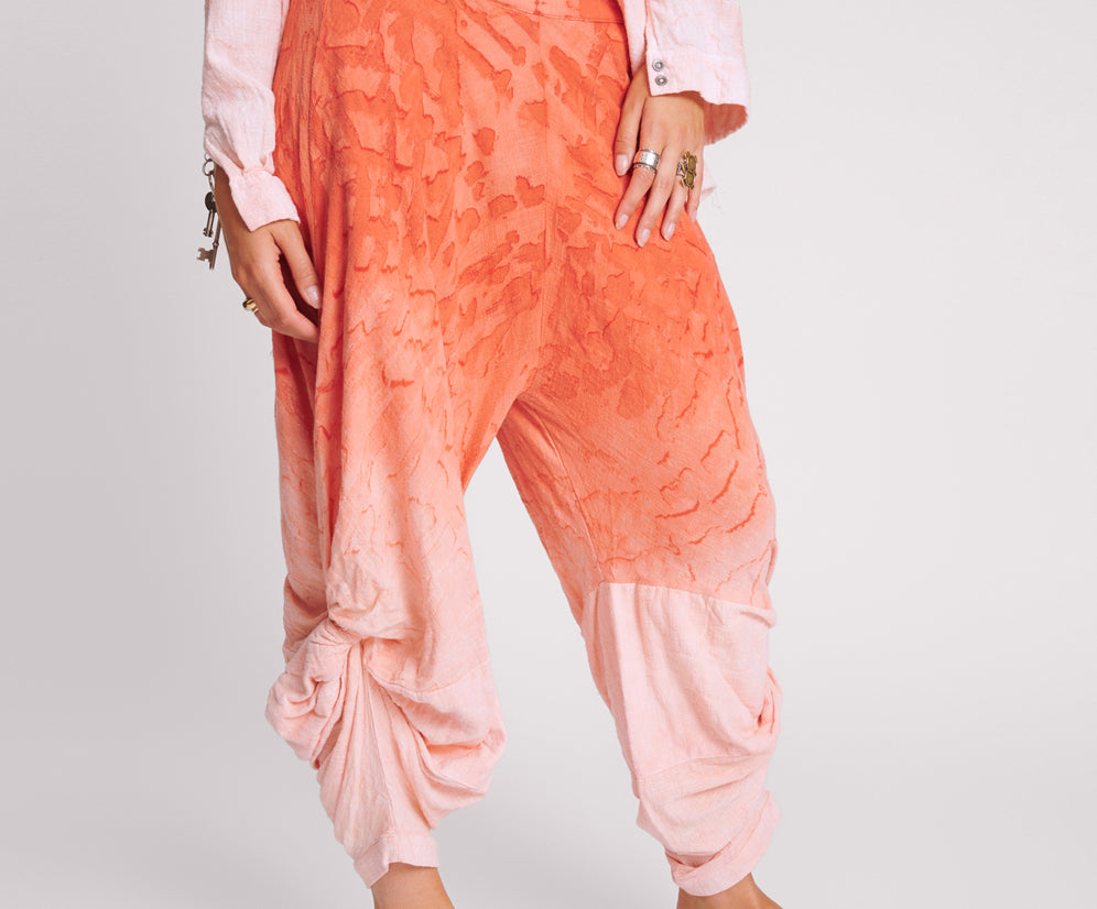Hand Painted Sunset Muslin Gypsy Pants - Coral