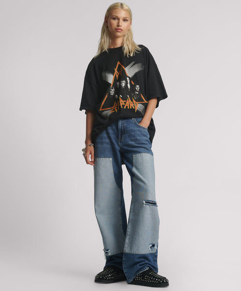 Jackson Mid Waist Wide Leg Denim Jeans - Blue Thunder | One