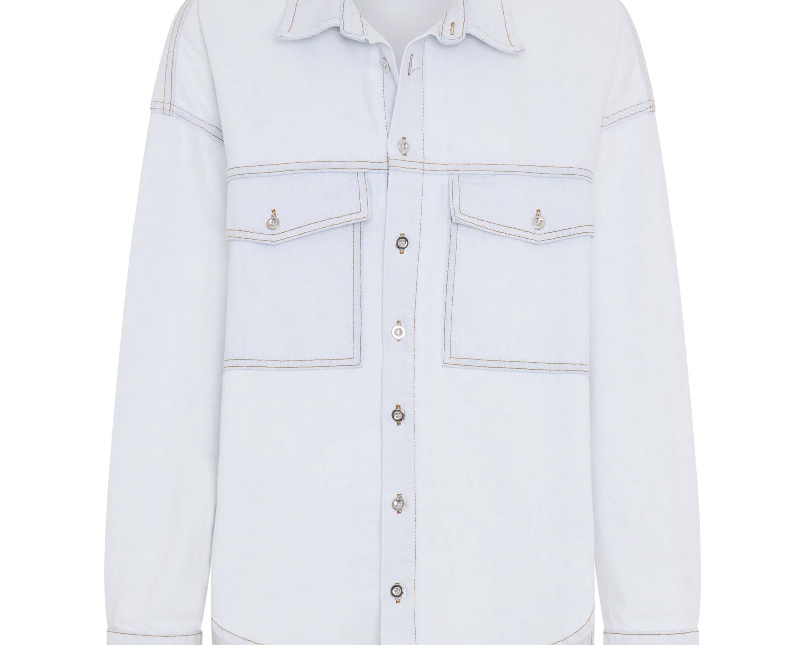 Hand-Sprayed Smiley Daria Denim Shacket - Bel Air Blue