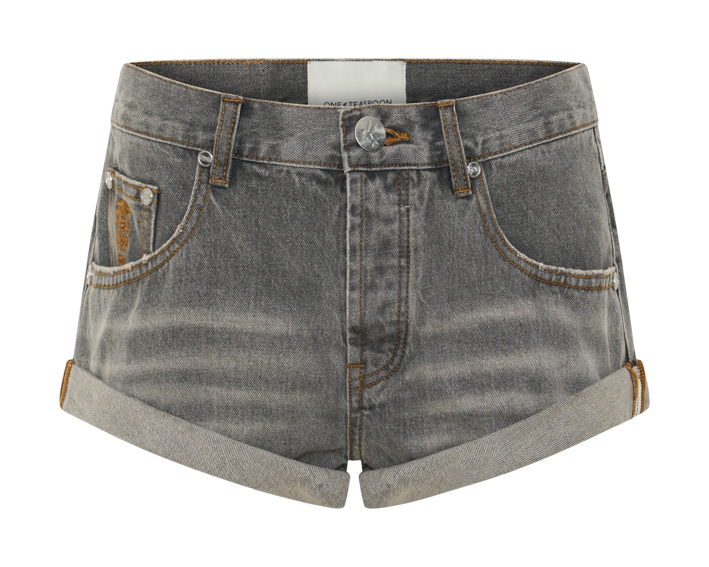 Bandits Low Waist Denim Shorts - Charcoal Grey
