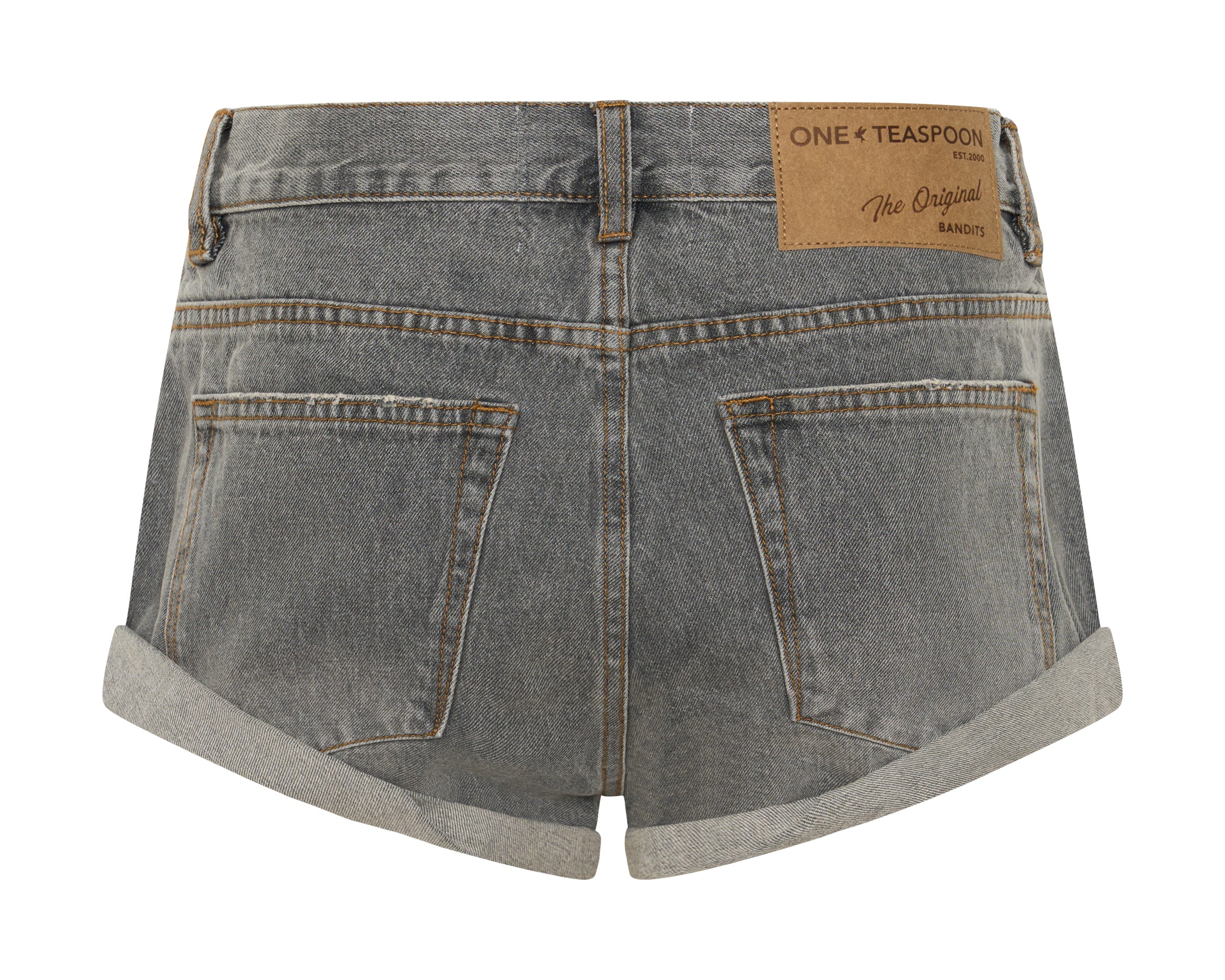 Bandits Low Waist Denim Shorts - Charcoal Grey