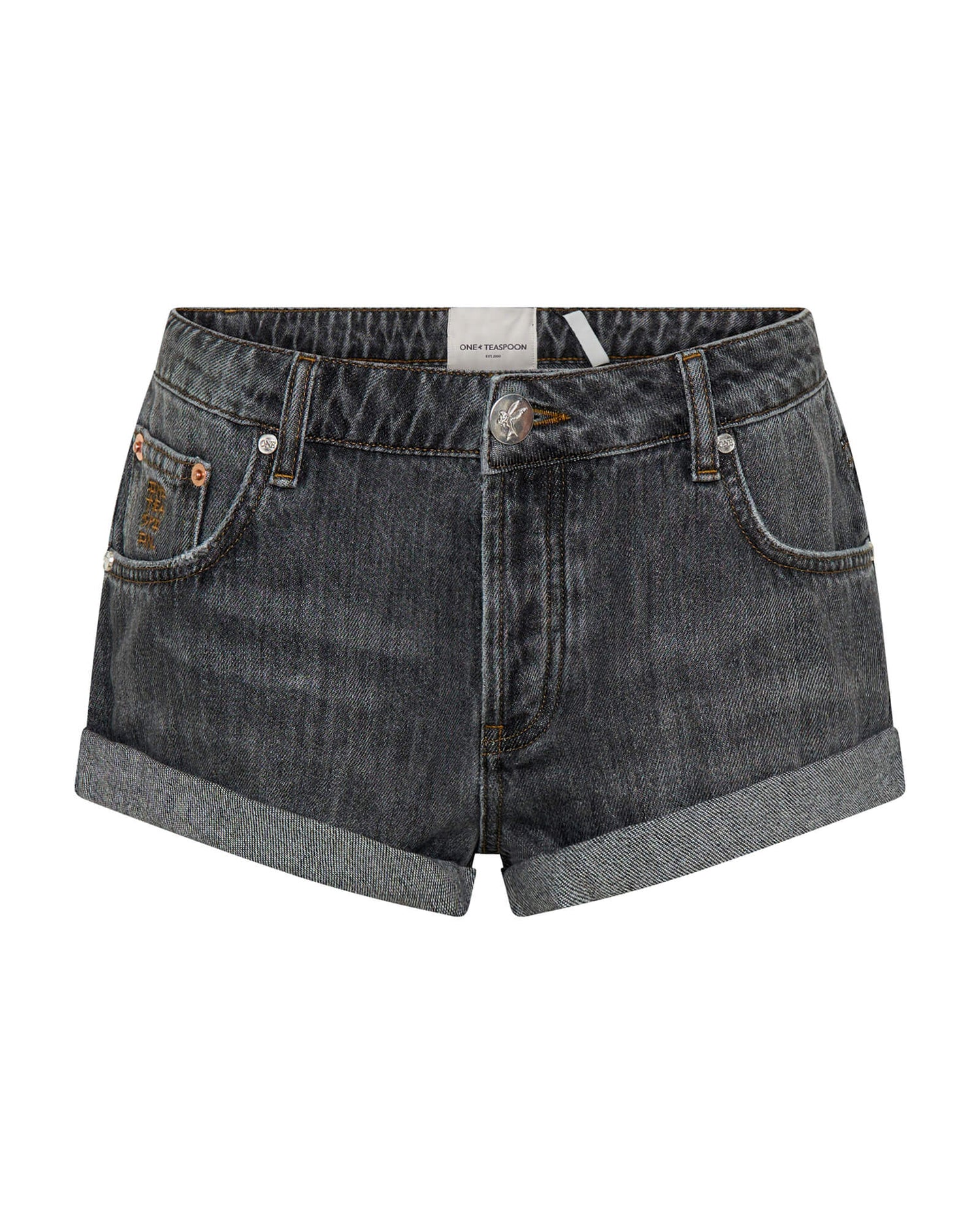 Bandits Low Waist Denim Shorts - Charcoal Black